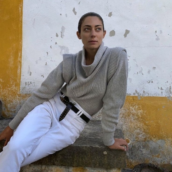 Isabel Marant poppy ribbed gray cashmere wool blend turtleneck sweater - Picture 14 of 14